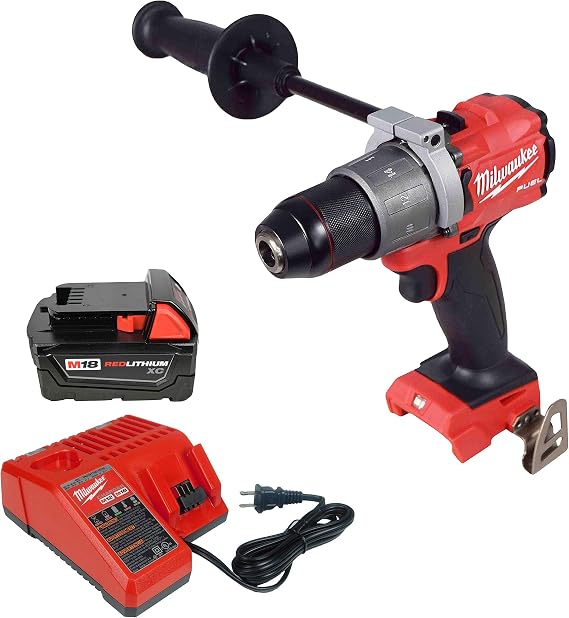 Milwaukee 2804-20 18V 1/2" Hammer Drill,48-11-1828 3.0Ah Bat,48-59-1812 Charger