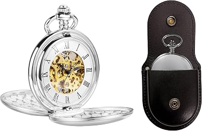 ShoppeWatch Mens Pocket Watch with Chain and Pocket Watch Case