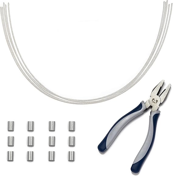 Cable Organization, DIY Tether Kit - Customizable Cable Tethers for Computers, Adapters & Dongles - Easy Self Installation Tether Cables with Free Crimping Tool (Silver 5 Pk, 12 inch)