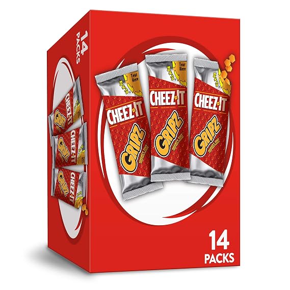 Cheez-It Gripz, Tiny Baked Snack Cheese Crackers, Original, Great for On-the-Go, 12.6oz Box (14 Count)