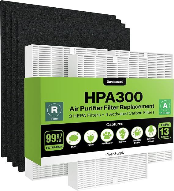 3 HEPA Filter Set for HPA300 Honeywell Air Purifier Filters & Honeywell HPA300 - Compatible with Air Purifier Replacement HPA 300 - Replacements for Filter R & HPA 300 Filter