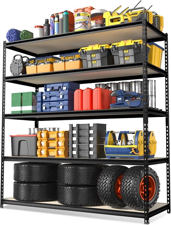 WORKPRO Metal Shelving with Particle Board, 48Wx24Dx72H,2500LBS Load