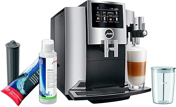 Jura S8 Automatic Coffee Machine Set with Smart Water Filter, Milk System Cleaner and Milk Container