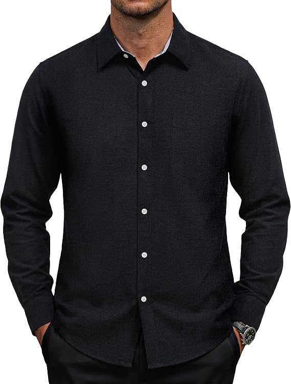 Mens Oxford Button Down Shirt Long Sleeve Dress Shirts Solid Business Casual Office Shirts with Pockets