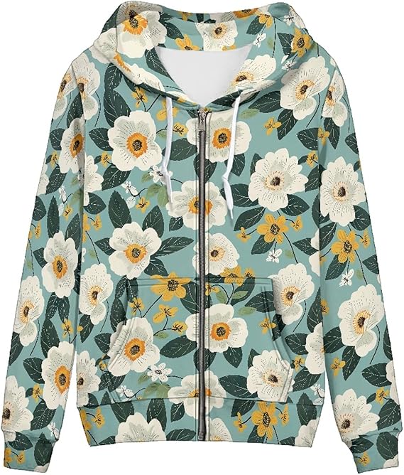 Zip Up Hoodies for Women Long Sleeve Oversized Sweatshirts Cute Fall Hoodie with Pockets