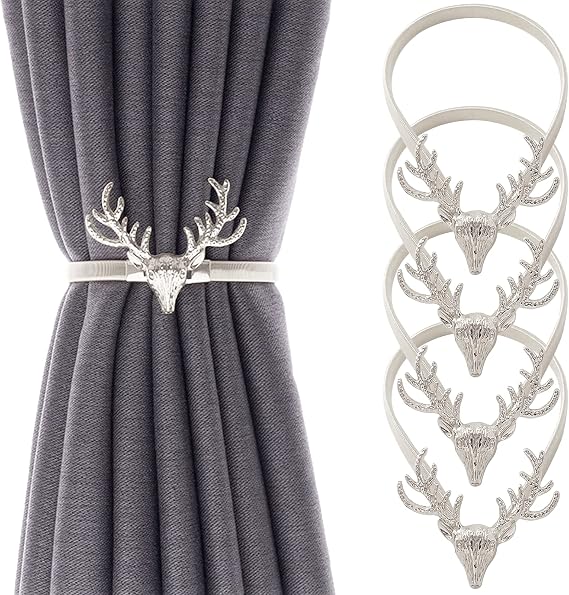 4Pack Aluminum Alloy Spring Design Curtain Tiebacks - Leaf Carving Design Curtain Holdbacks for Drapes - Modern Style Decor