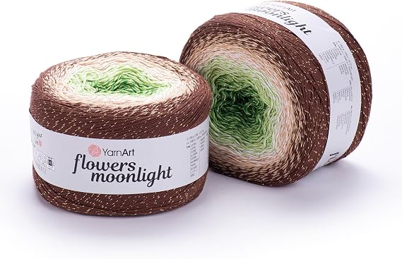 1 Skein/Pack YarnArt Flowers Moonlight Gradient Glitter Yarn, Each Ball 9.17 oz (260 gr) / 1094 Yards (1000m), 53% Cotton 43% Acrylic 4% Metallic Polyester, Yarn for Knitting and Crochet (3272)