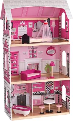 KidKraft Bonita Rose Dollhouse - Colorful Toddler Toy for 12 Inch Dolls Real Wood, Gift for Ages 3 25.25 x 12.5 x 44.9