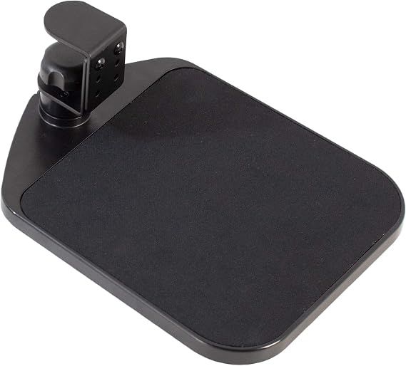 VIVO Black Clamp-on Mouse Pad Holder Platform, MOUNT-MS01A | Adjustable Under Desk 360 Rotating Tray Rest Extension Attachment, Fits up to 2 inch Desktops