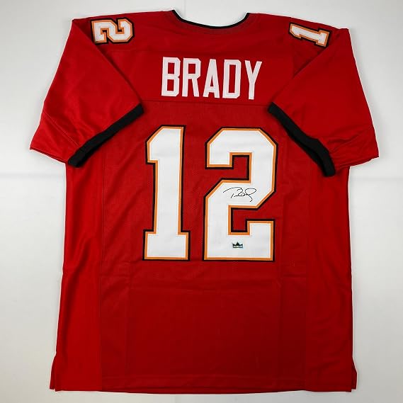 Facsimile Autographed Tom Brady Tampa Bay Red Reprint Laser Auto Football Jersey Size Men's XL