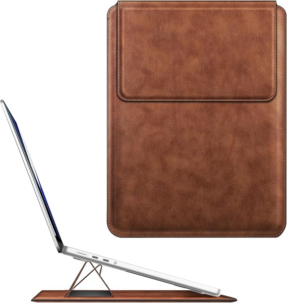 Fintie Sleeve Case for MacBook Neo 13 inch, Air 13.6/13.3 inch, Pro 13 inch | Other Up to 13 inch Laptop Tablet, Slim Bag Cover with Stand, Synthetic Leather, Magnetic Closure, Brown