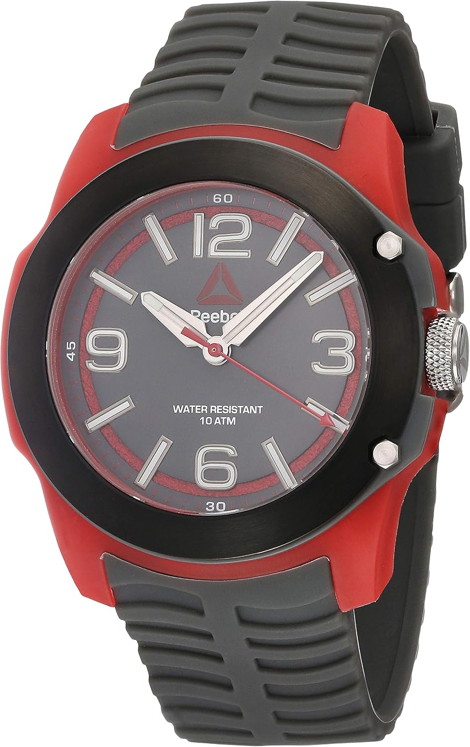 Reebok 300CT GreyRed Men Watch, 47 mm case, Grey face, Red Carbon Fiber case, Grey Silicone Strap, Grey dial RD-3CT-G2-PRIA-A4