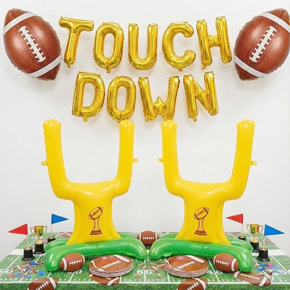 Football Party Decorations & with Football Goalpost Touch Down Letter Banner Foil Balloons for Kids Adults Sports Theme Birthday Major Game Day Tailgating Supplies Season Celebration Supplies