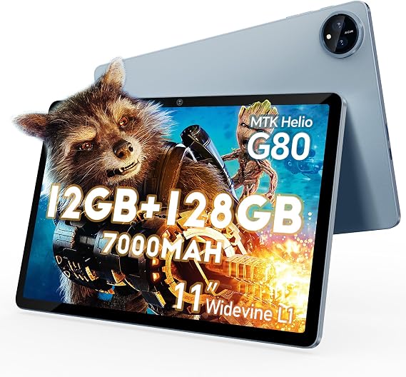 DigiLand Tablet 11 Inch Android 14 Tablets with 1280x800 HD IPS Touchscreen Octa-Core Processor 12 GB RAM + 128 GB ROM (Expand TF) 8 MP + 13 MP Dual Camera 7000 mAh Battery (Blue)