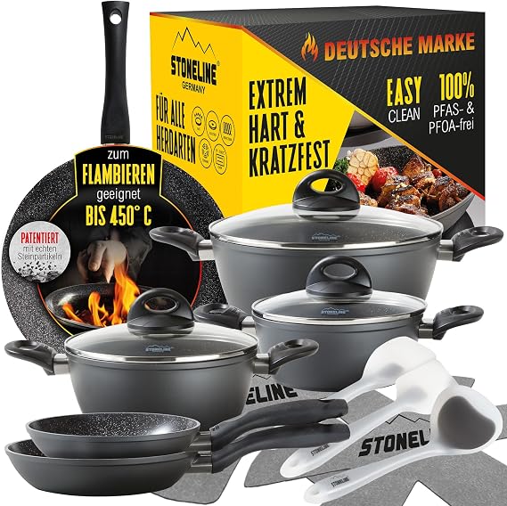 STONEDINE Ceramic Cookware Set, 14 Pieces.