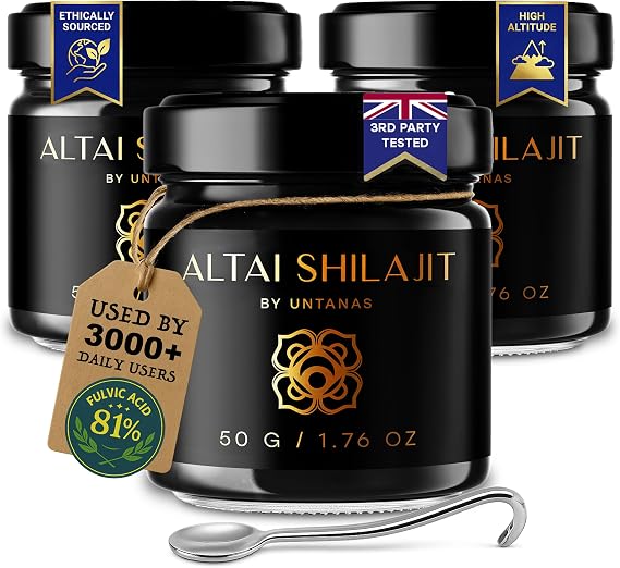 Altai Shilajit Resin - 150g Pure Shilajit - Gold Grade Shilajit - 6 Month Supply - for Vitality & Mental Clarity - Authentic Extraction Method - Fulvic Acid + Humic Minerals - 3x50g