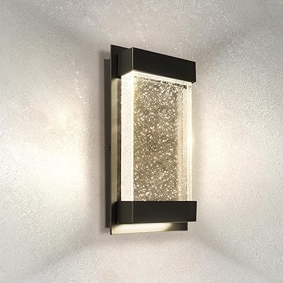 ASD LED 12 Bubble Glass Wall Light Fixture, Outdoor & Indoor Seeded Sconce | 3CCT, Waterproof, Dimmable, Up-Down Glow, ETL Listed | 22W 500LM 3000-5000K 120V | Exterior Porch Lighting | Black