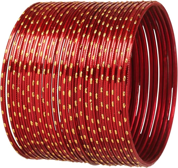 Touchstone Colorful Bangle Collection Indian Bollywood Alloy Metal Multi Purpose Pretty Rich Look Textured Maroon Color Of Life Designer jewelry Bangle Bracelets Set of 24 For Women.
