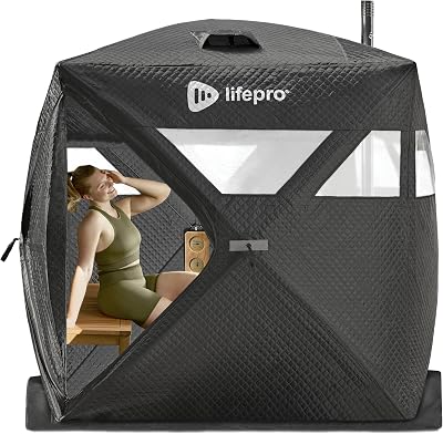 Lifepro ZenZone Outdoor Sauna Tent – Portable Wood Burning with Stove – 4 Person Steam & Dry Sauna for Camping, Backyard, Home Gym – Heavy Duty Oxford Cloth & Carbon Steel Stove