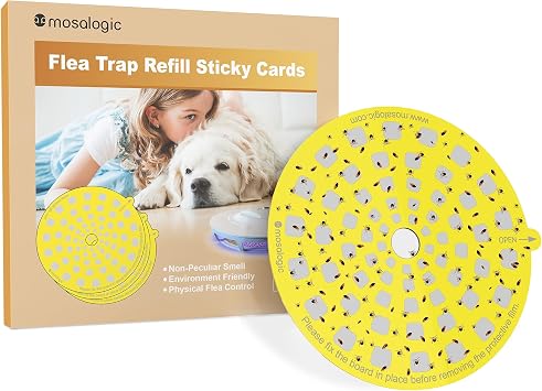 Mosalogic Flea Light Trap Refills Replacement Sticky Cards Flea Trapper Glue Boards Refills-5pack