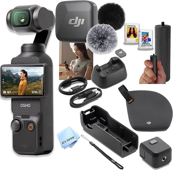 DJI Osmo Pocket 3 Vlog Combo, Vlogging Camera with 1'' CMOS & 4K/120fps for YouTube, Mic Mini Transmitter + Software and More (Vlogging Bundle)