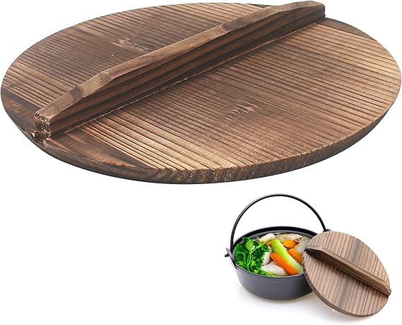 Wooden Wok Lid, 26cm/10inch Diameter, Cover Lids for Pot Pan, Cast Iron Wok, with Large Handle, Natural Wood for Anti-Hot, Anti-Spillover, Stir Fry Pan, Lightweight Handcrafted Kitchen Accessory Tool
