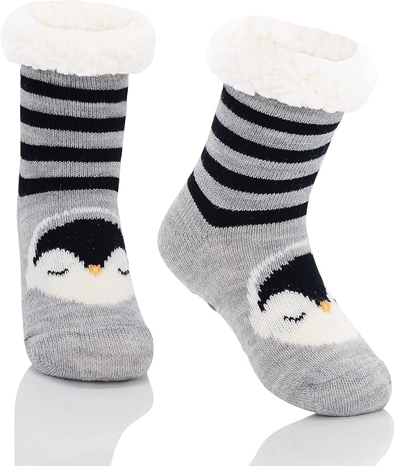 Zando Kids Fuzzy Socks with Grips Non Slip Toddler Slipper Socks Baby Christmas Socks Boys Girls Winter Warm Cozy Socks