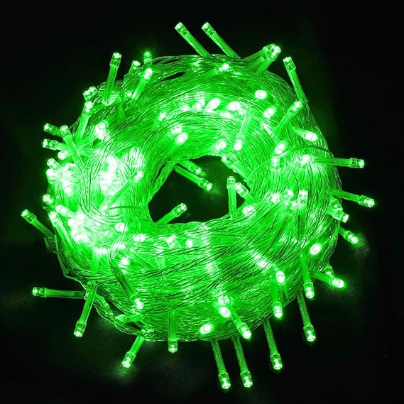 FULLBELL Christmas Decorations Green Christmas Lights, 66ft 200 LED Clear Wire for Christmas Tree Home Garden Indoor Outdoor Christmas Lights.