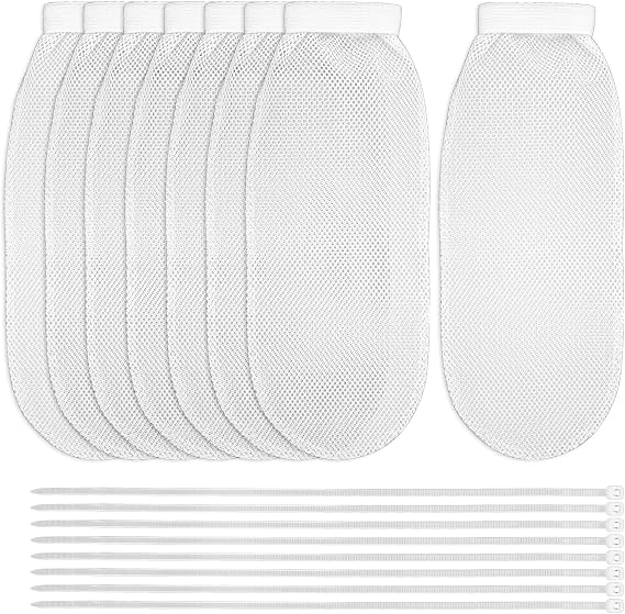 8 Pieces Lint Traps for Washing Machine Hose Nylon Mesh Lint Traps with 8 Pcs Tie Strap, Laundry Washer Drain Lint Catcher Discharge Hoses Filter Fits All Washing Machines