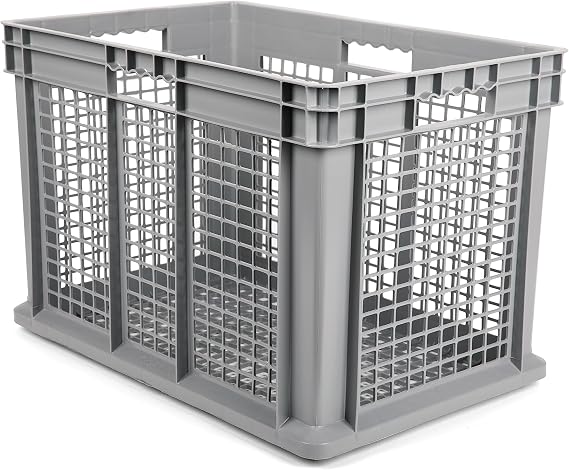 Hudson Exchange 24 x 16 x 16" Mesh Straight Wall Handled Storage Container Tote, Gray