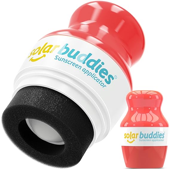 Solar Buddies Sunscreen Applicator Full Red Refillable Roll-on Sponge for Sunscreens & Lotions For Kids, Adults & Families Holds 3.4Fl Oz Perfect for Travel