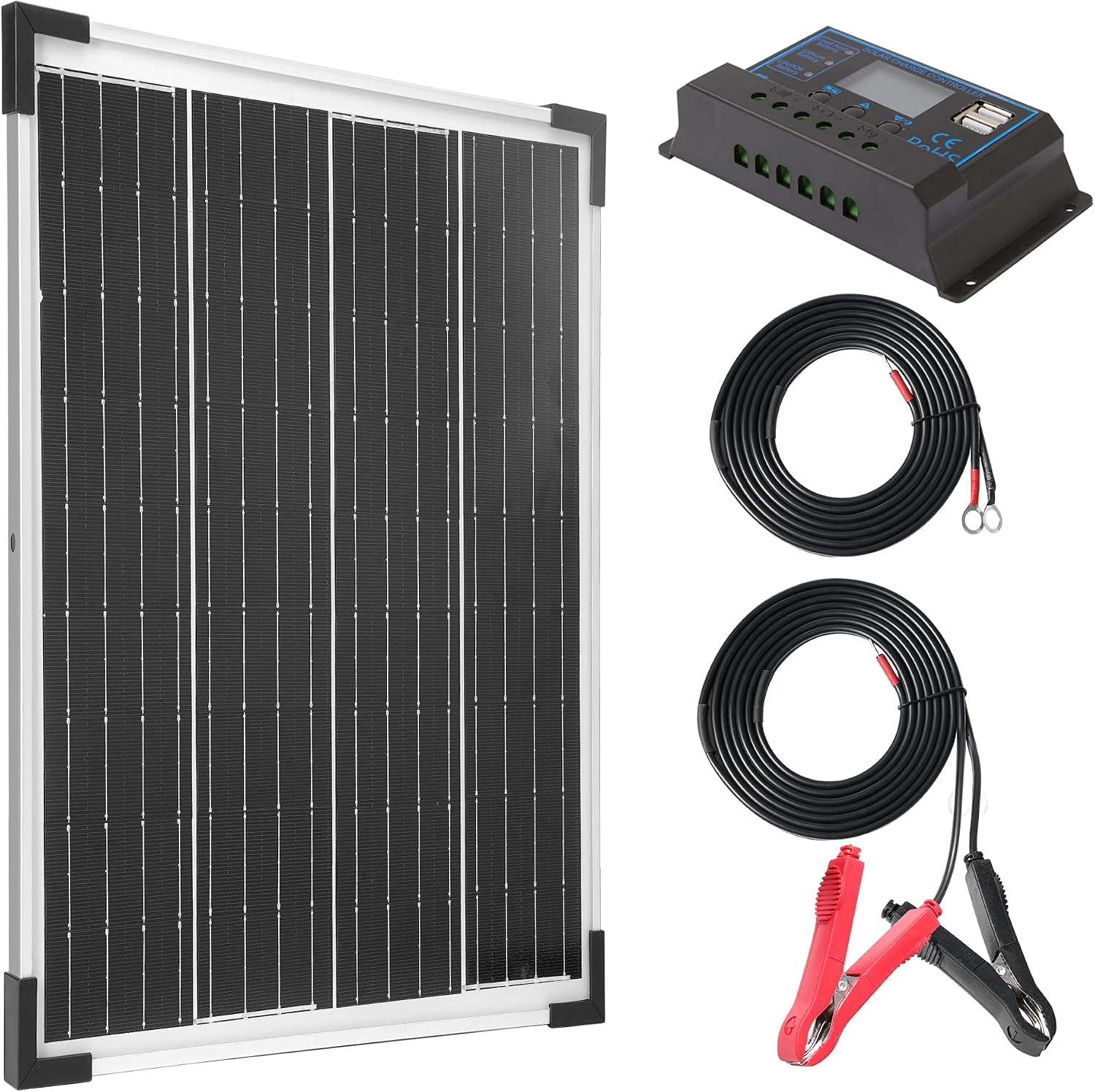 Nicesolar 20W Solar Panel Kit, Solar Panel, 20W, 12V, Single Crystal  20A Charge Controller, 23% Ultra Efficient, PERC, High Performance, Solar Panel, Solar Charging, Compact, Corrosion Resistant