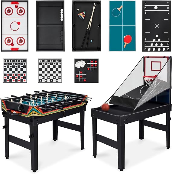 Best Choice Products Combo Game Table Set for Home, Game Room, Friends & Family w/Ping Pong, Foosball, Basketball, Air Hockey, Archery, Chess, Checkers, Shuffleboard, Bowling