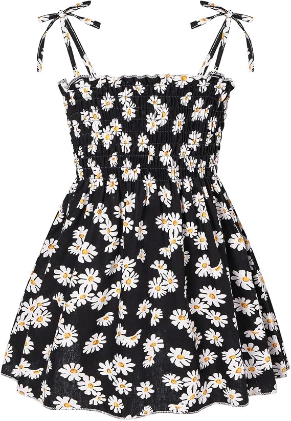 Moonker Floral Beach Toddler Dress Kids Girls Baby Slip Dress Clothes Girls Dress&Skirt Toddler Chambray