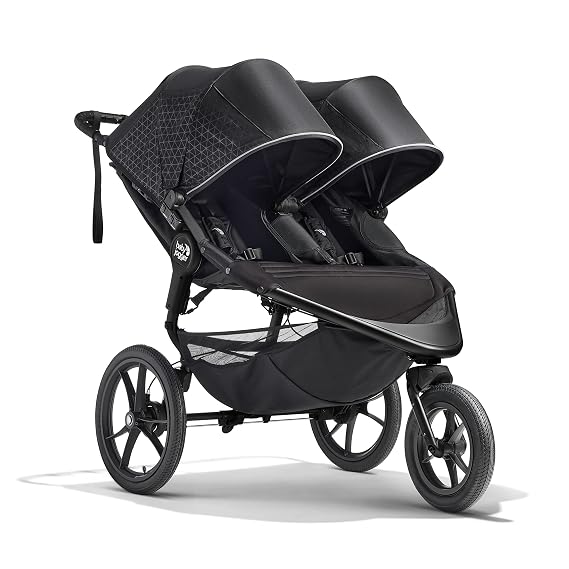 Baby Jogger Summit X3 Double Jogging Stroller, Side by Side Double Stroller with Smooth Ride for Walking/Jogging, Compact Fold, All-Terrain Air Filled Tires, and All-Wheel Suspension, Midnight Black