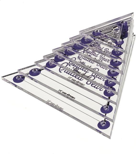 The Quilted Bear Triangle Quilting Templates 8 Clear Non-Slip Acrylic Quilt Templates for Precise Fabric Cutting & Stress-Free Machine Quilting - Ideal for Quilt & Sewing Supplies (343")