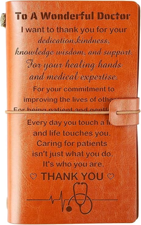 Skexiod Unique Doctor Gifts for Men Women - 140 Page Refillable Leather Journal To A Wonderful Doctor Gifts for Him Her Christmas Thanksgiving Day Birthday Retirement Gifts for Doctor