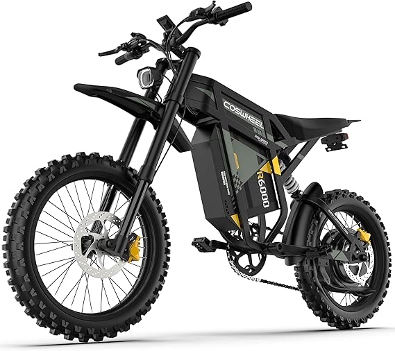 R6000 Electric Dirt Bike, 7000W Peak Motor Electric Motorcycle | 55MPH, 60V 30Ah Battery,17" Tires, Dual Suspension, Hydraulic Brakes,7-Speed Gears for Commuting and Off-Road Riding