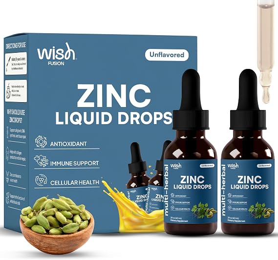 Liquid Zinc Drops 2 Pack Zinc Liquid Drops with Zinc Sulfate, Natural Zinc, Trace Mineral Liquid Vitamin Supplement for Immune & Digestive Support, Zinc Supplements for Women & Men