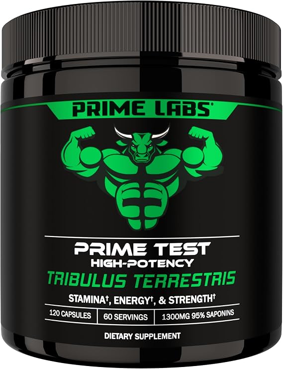 Prime Labs Tribulus Terrestris for Men, 1300 Mg, 95% Saponins | Supports Strength, Vitality & Testosterone, High Potency, Third-Party Tested, 120 Capsules