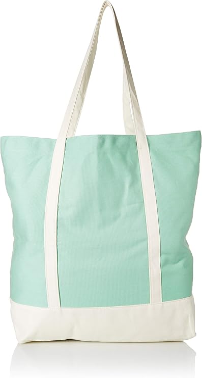 Ezprogear Canvas Cotton Tote Bag 20 Inch W x 17 Inch H x 6 Inch D (1 Pack Green/White)
