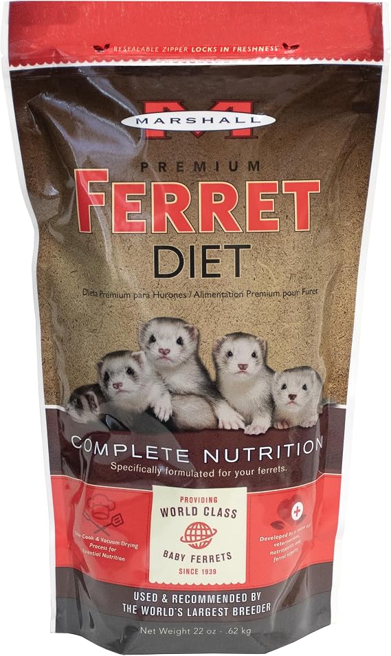 Marshall Premium Ferret Diet Dry Food 22 oz Supports Digestion, Energy & Muscle Maintenance Balanced Small Animal Food with Vitamins & Essential Minerals