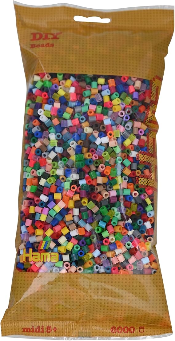 Hama 205-68 Midi Ironing Beads Approx. Pack of 6000 in 52, Multi-Coloured.