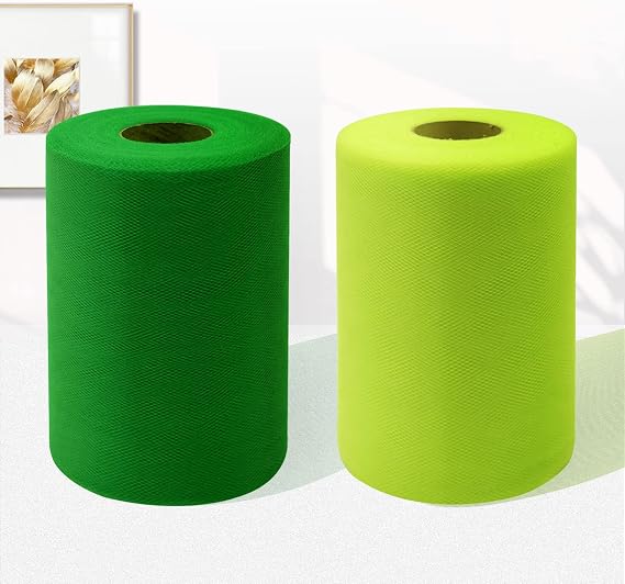 Green Tulle Fabric Rolls 6 Inch by 100 Yards (300 feet) Fabric Spool Tulle Ribbon for DIY Green Tutu Bow Baby Shower Birthday Party Wedding Decorations Christmas Craft Supplies