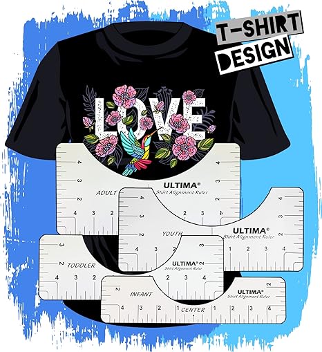 Ultima T-Shirt Alignment Guide & Centering Ruler 4pc T Shirt Alignment Tool Used to Center Your Designs Sizes for Adult, Youth, Toddler & Infant