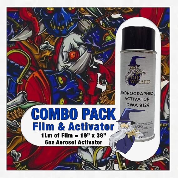 Hydrographic Film Evil Pirate Skulls Activator Combo 6oz dip wizard Hydro dip Dipping