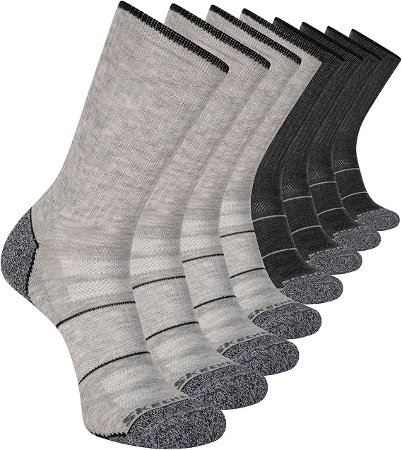 Skechers Men's 8-pack Work Collection Crew Socks, Extended Cushion & Mesh Ventilation
