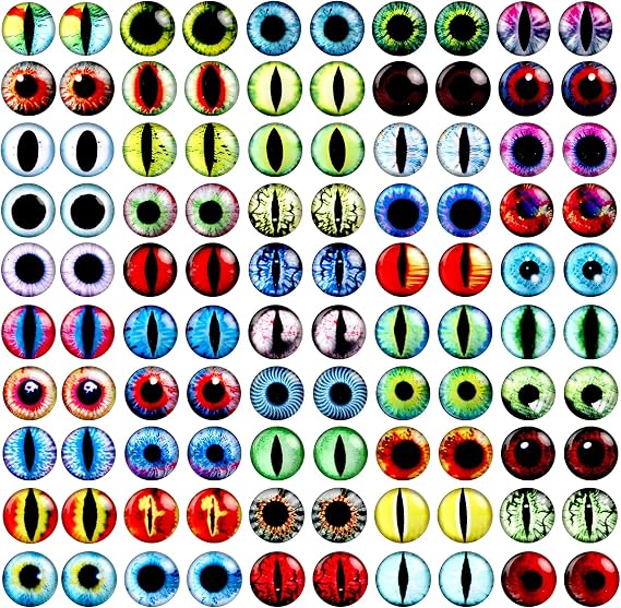 100PCS Eyes Glass Cabochon Eyes for Clay Doll Making DIY Crafts Jewelry Making Glass Eyes(10mm)