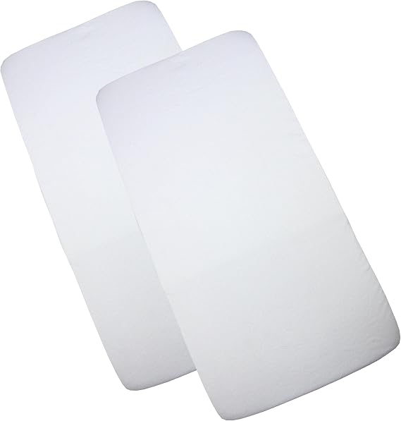 BabyPrem Pack of 2 Fitted Crib/Cradle Sheets 100% Cotton 90 x 40cm WHITE