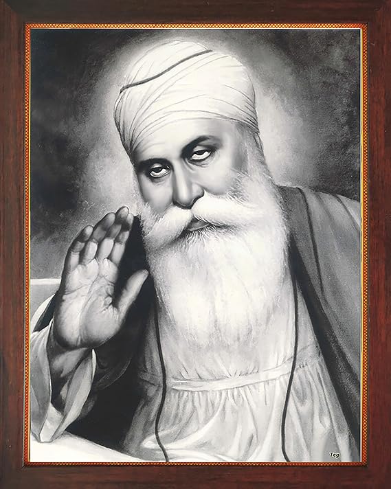 SANVIKA Handicraftstore Gurunanak Dev Ji with Ek Onkar symbol, A picture Poster Painting with unbreakable acrylic glass framing for Home Decor and auspicious purpose. (229-135)